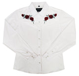 Ladies  Embroid  White/Red Rose 211-1201